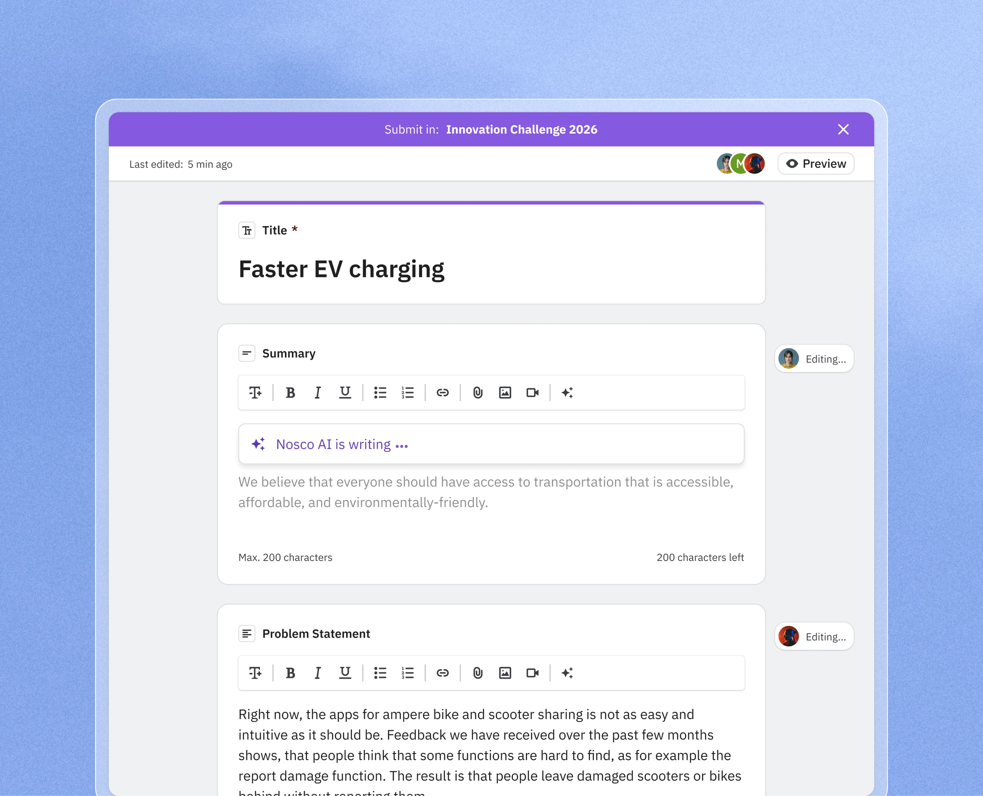 Nosco platform — Ideation & Collaboration